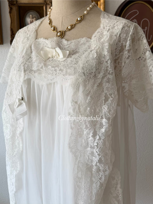 Vintage Bridal Mini Peignoir Set Size S