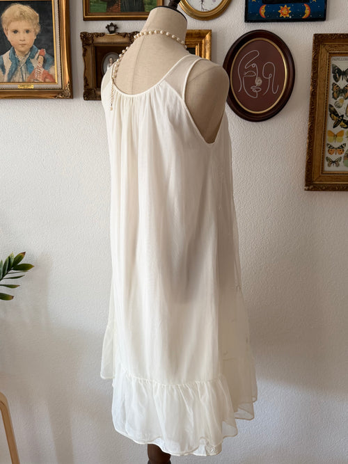 Miss Elaine White Nylon Peignoir Set Size S/M