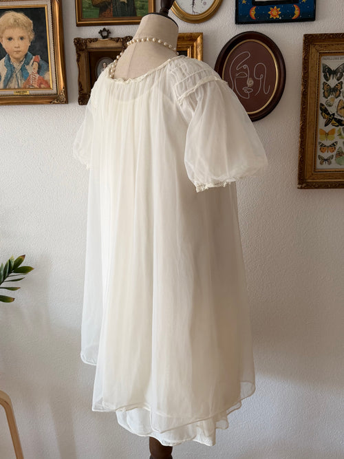 Miss Elaine White Nylon Peignoir Set Size S/M