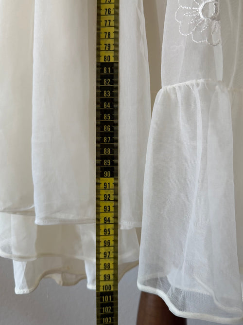 Miss Elaine White Nylon Peignoir Set Size S/M