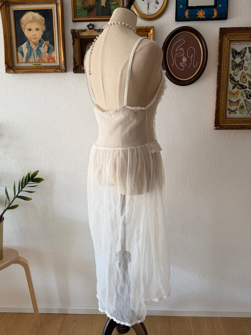 Vintage Nylon Bridal Sheer Peignoir Set Size S