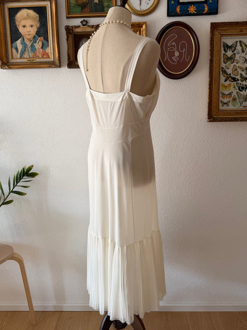 Vintage Cream Nylon Pleated Peignoir Set Size M