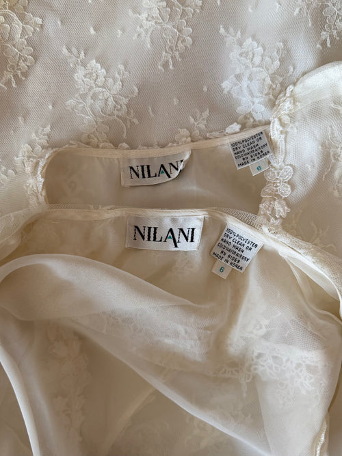 Nilani Bridal Satin Lace Peignoir Set Size S