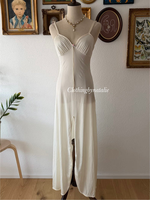 Vintage Cream Bridal Maxi Peignoir Set Size S