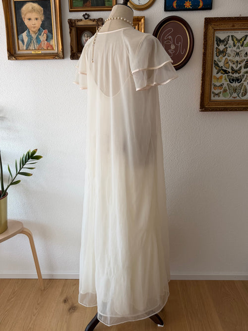 Vintage Cream Bridal Maxi Peignoir Set Size S