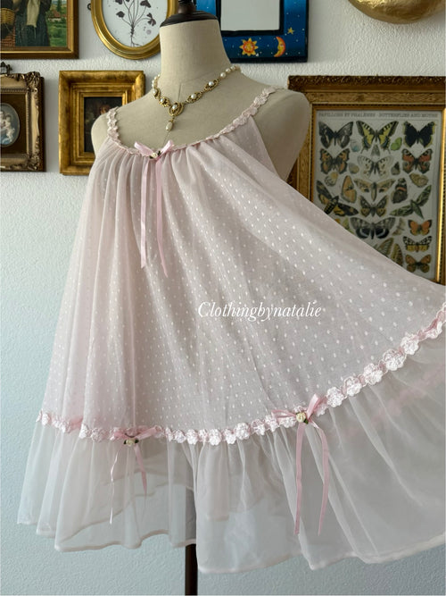 Tosca Pink Nylon Babydoll Size M