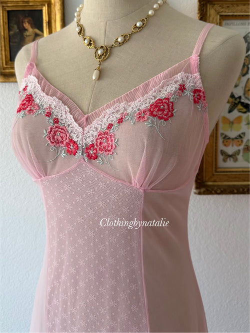 Rose Pink Sheer Mesh Slip Size S