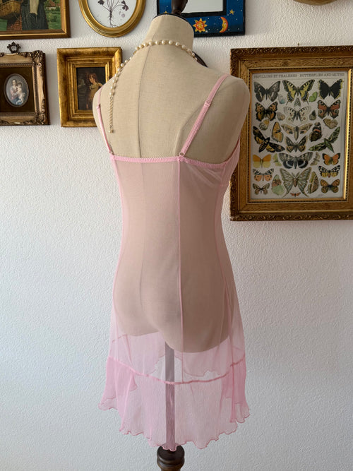 Rose Pink Sheer Mesh Slip Size S