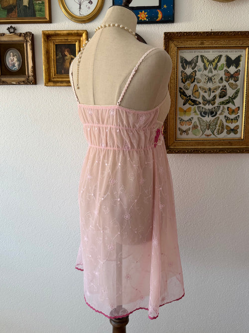 Embroidery Fairy Pink Mesh Babydoll Size S/small M