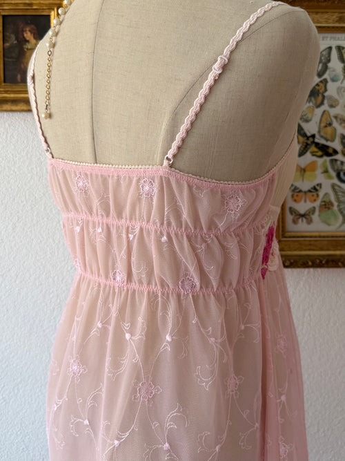 Embroidery Fairy Pink Mesh Babydoll Size S/small M
