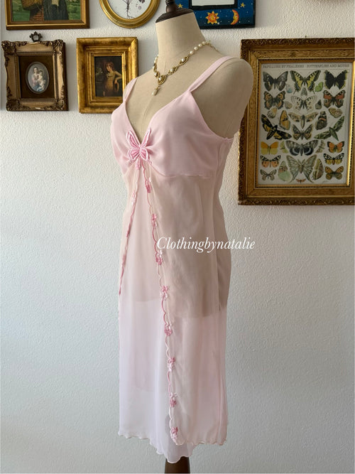 Butterfly Pink Chiffon Slip Size M