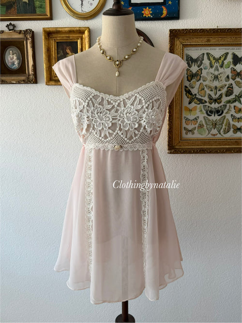 Flora Nikrooz Pink Chiffon Babydoll Size M