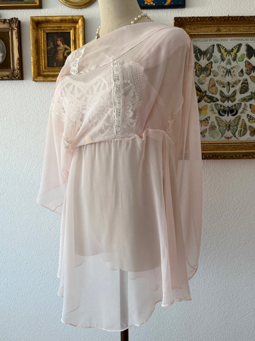 Flora Nikrooz Pink Chiffon Babydoll Size M