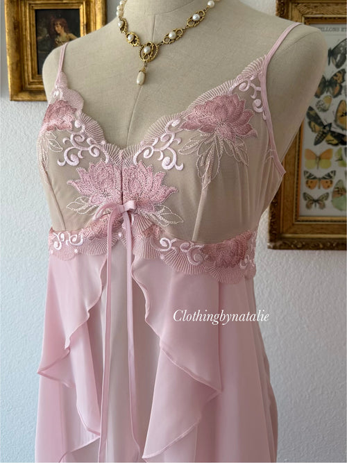 Butterfly Pink Chiffon Babydoll Size M