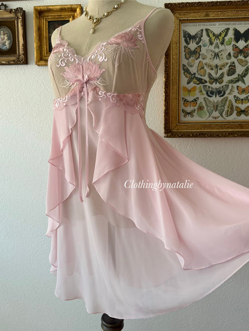 Butterfly Pink Chiffon Babydoll Size M