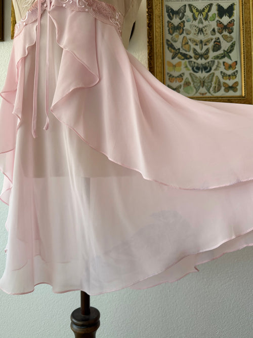 Butterfly Pink Chiffon Babydoll Size M