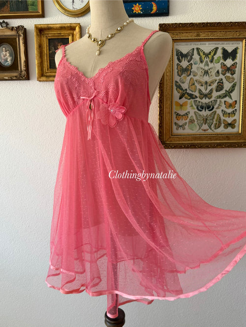 Hot Pink Mesh Babydoll Size M