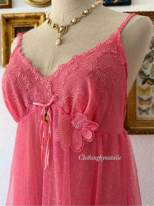 Hot Pink Mesh Babydoll Size M