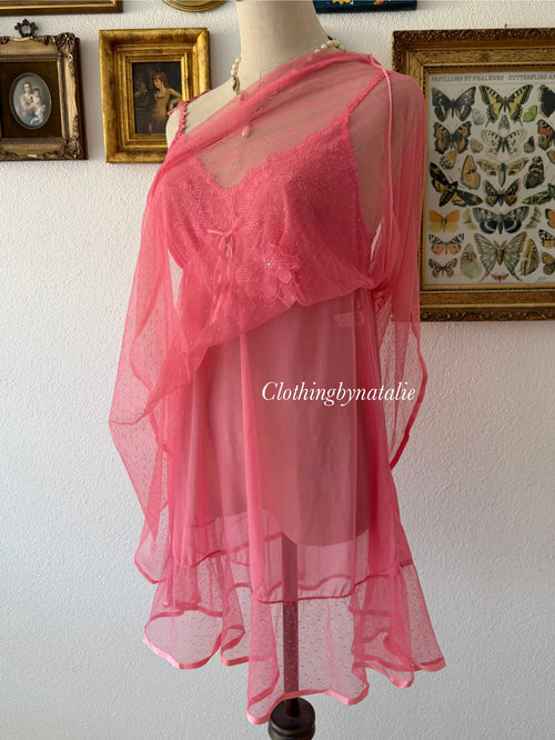 Hot Pink Mesh Babydoll Size M