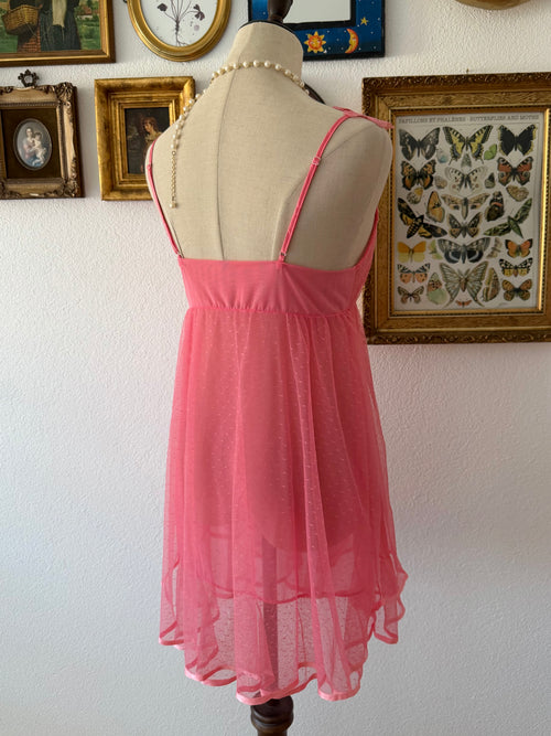 Hot Pink Mesh Babydoll Size M