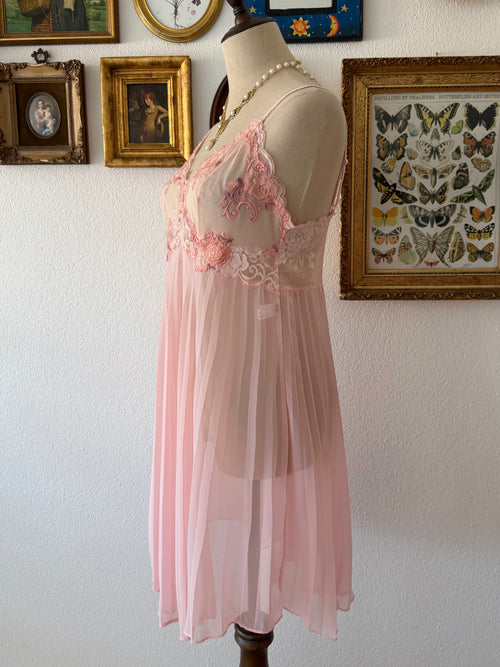 Venus Pink Pleated Chiffon Babydoll Size M