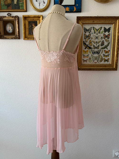 Venus Pink Pleated Chiffon Babydoll Size M