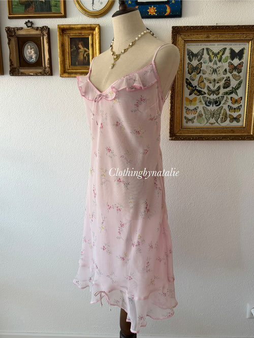 Jones Newyork Pink Floral Chiffon Slip Size M