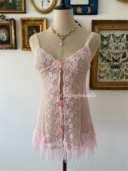 Dana Sheer Pink Mesh Slip Size S