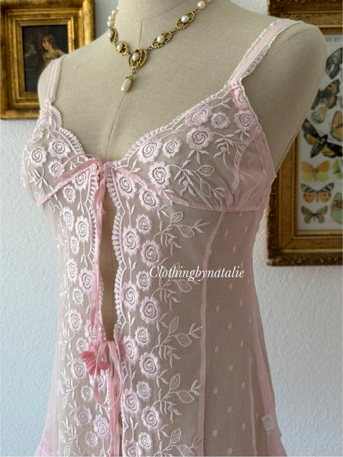 Dana Sheer Pink Mesh Slip Size S
