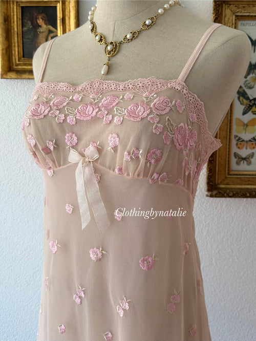 Embroidery Pink Mesh Slip Size S