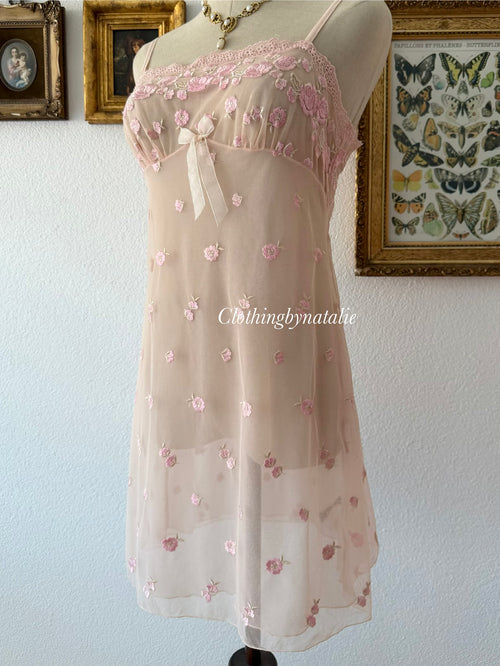 Embroidery Pink Mesh Slip Size S