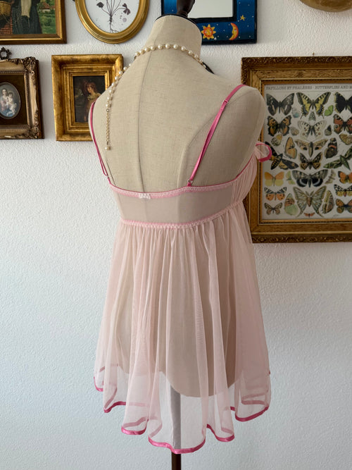 Romantic Pink Mesh Babydoll Size S