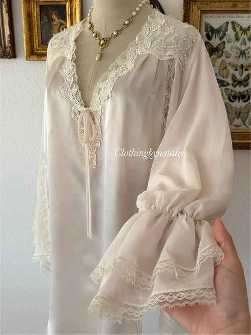 Lingerie Cacique Pink Satin Sleep Shirt Size M