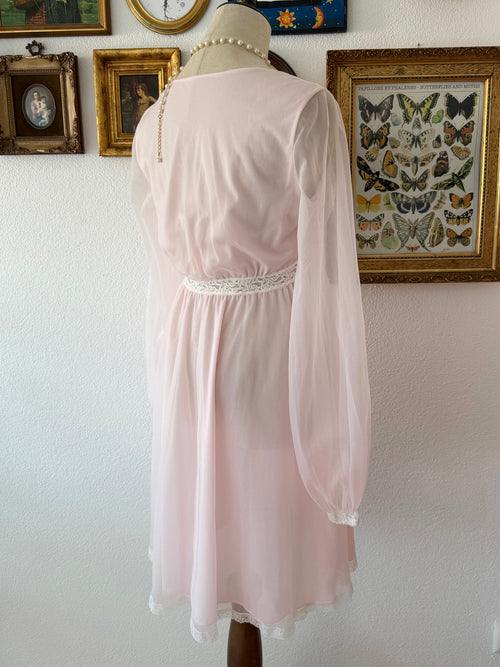 Olga Pink Nylon Robe Size S