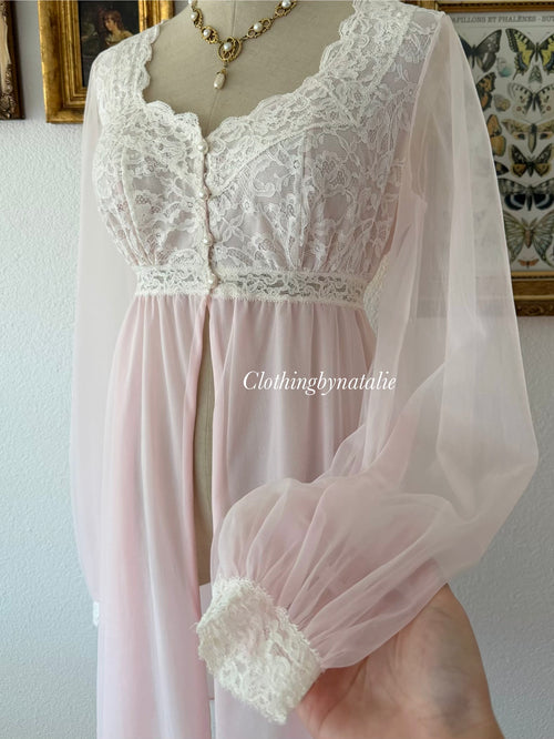 Olga Pink Nylon Robe Size S