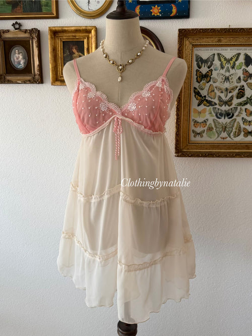 Jessica Black Pink Chiffon Babydoll Size S/M