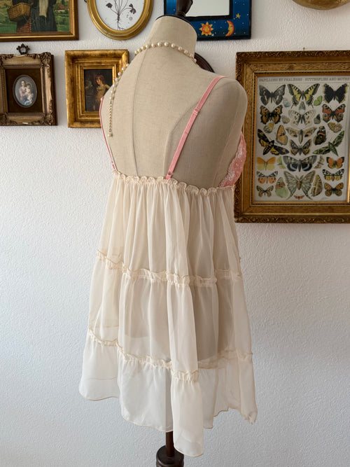 Jessica Black Pink Chiffon Babydoll Size S/M