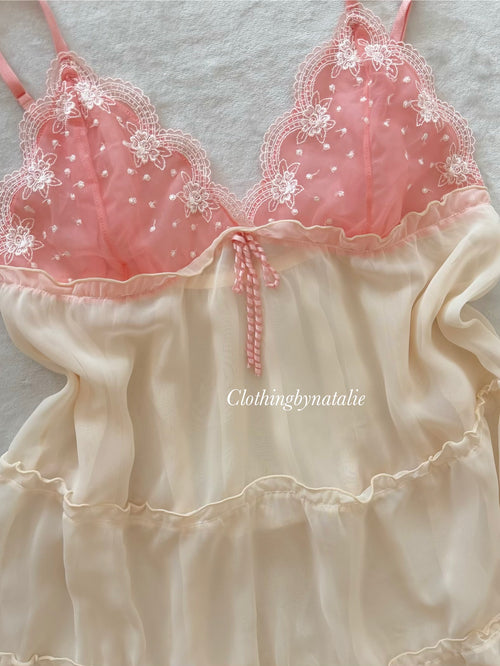 Jessica Black Pink Chiffon Babydoll Size S/M
