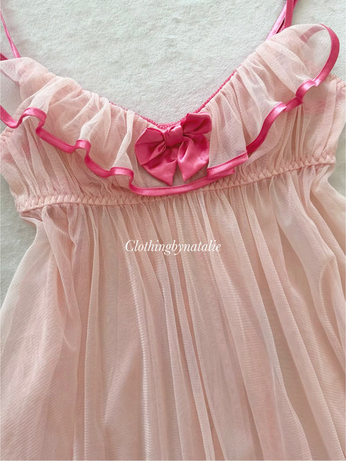 Romantic Pink Mesh Babydoll Size S