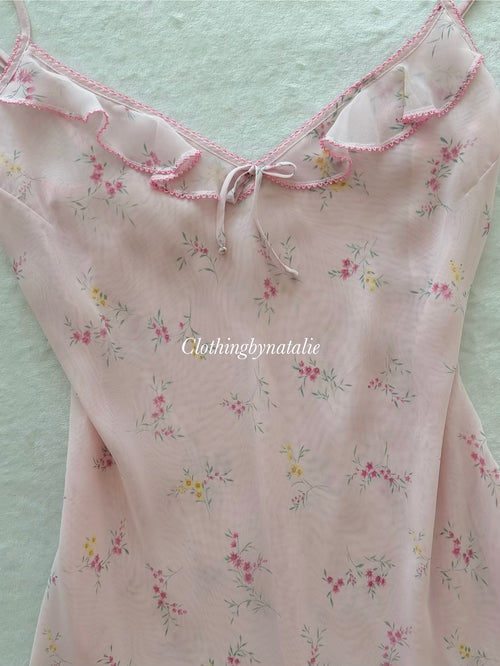 Jones Newyork Pink Floral Chiffon Slip Size M