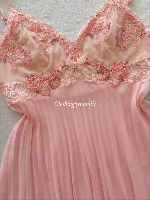 Venus Pink Pleated Chiffon Babydoll Size M