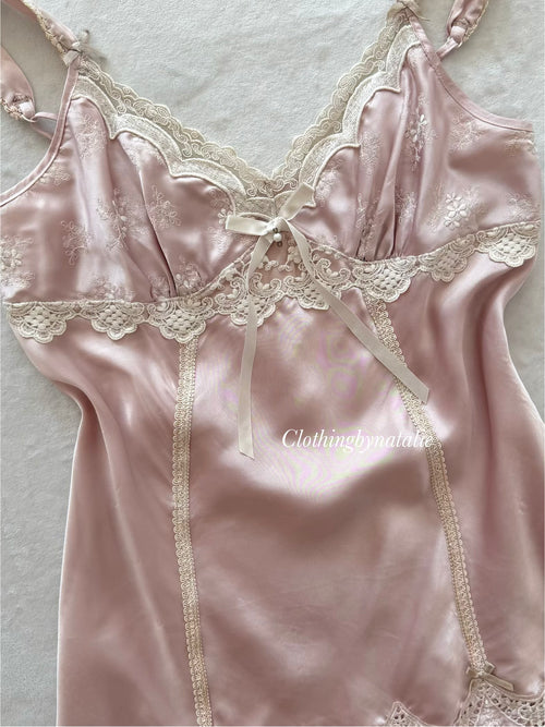 Romantic Fairy Pink Satin Slip Size M