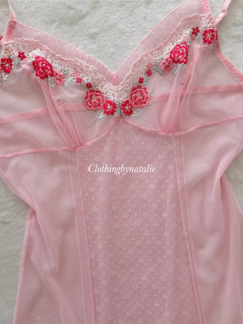Rose Pink Sheer Mesh Slip Size S