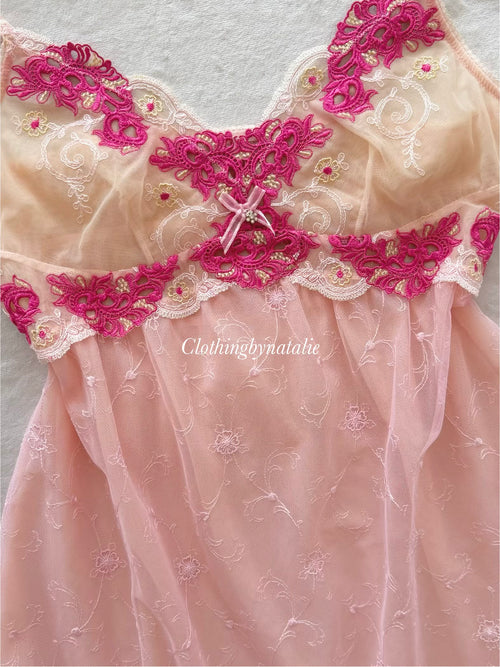 Embroidery Fairy Pink Mesh Babydoll Size S/small M