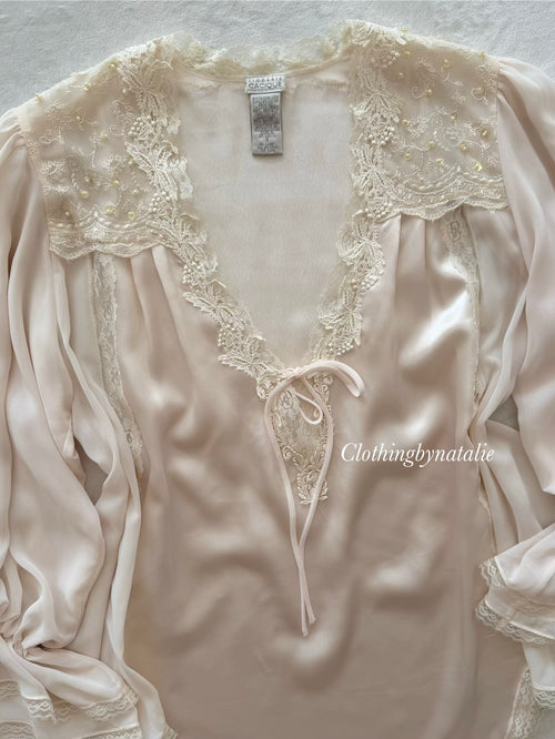 Lingerie Cacique Pink Satin Sleep Shirt Size M