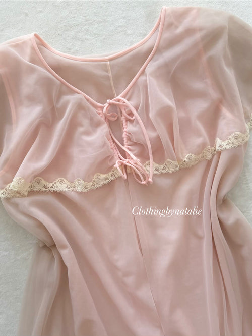 Frenchmaid Pink Nylon Robe Size S/M