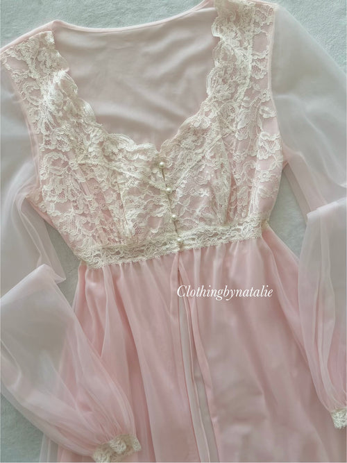 Olga Pink Nylon Robe Size S