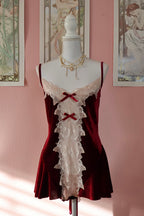 Burgundy Velvet Lace Teddy (Custom - S/M/L)