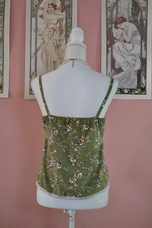 Elena Top Green Floral (Handmade- One size S/M)