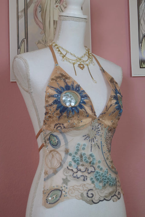 Celestial Tie Top (Beige - Custom)